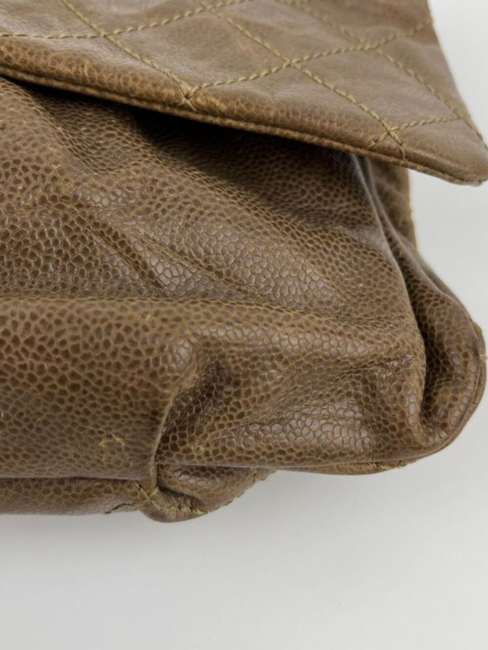 ★SOLD★ Chanel CC Logo Quilted Chain Shoulder Bag Brown Caviar Leather Vintage - Picture 8 of 16